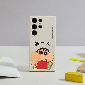 蠟筆小新餵你吃餅乾純色矽膠SAMSUNG手機殼
