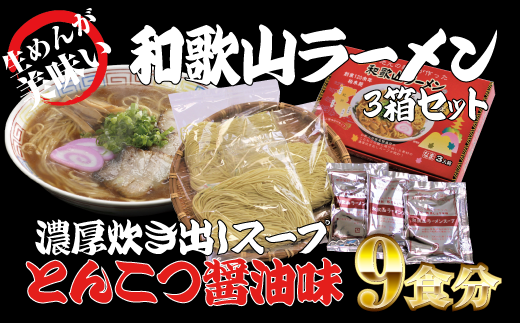 和歌山ラーメン とんこつ醤油味 3食入×3箱セット ラーメン らーめん 和歌山 スープ とんこつ 醤油 しょうゆ 中華そば 豚骨