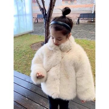 女童冬裝外套女孩小寶寶棉衣保暖洋氣高級感氣質仿狐貍毛皮草韓版