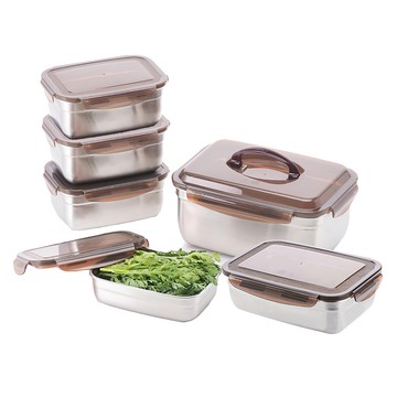 鍋寶cook power 316不鏽鋼保鮮盒6件組 多尺寸組合 密封防漏 冰箱收納好幫手  1組  6個容器 + 6個蓋子