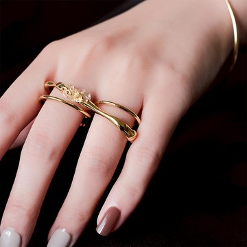 SLOW ROVER｜宇宙冰晶 暴風冰晶雙指戒 - 厚鍍18K金 - #8-#7