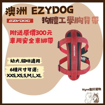 【myne寵好選物】澳洲EZYDOG狗體工學胸背帶附送原價400元車用安全束綁帶幼犬貓咪可使用