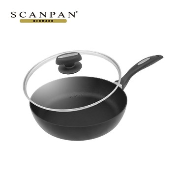 【SCANPAN】 ES5系列 超鈦磨⁺ 26cm 深煎不沾鍋（含蓋／烤箱適用）贈 高級櫸木木鏟