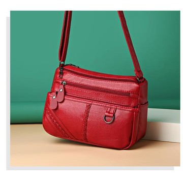 多口袋中老年人女包2023新款軟皮單肩斜挎包中年女士媽媽大氣背包