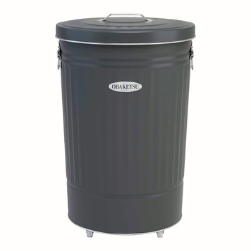 日本 OBAKETSU 手工製附輪垃圾桶 42L(贈垃圾袋環)灰色