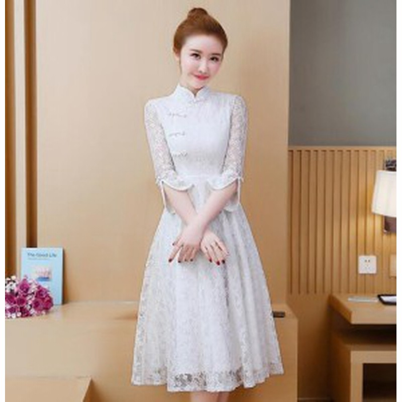 スリム長袖レース 春sale ワンピース ワンピース 中国風 ドレス 結婚式 ゆったり ワンピース 花柄 レディース チャイナ風 春夏 通販 Lineポイント最大1 0 Get Lineショッピング