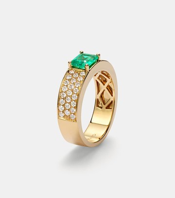 Anita Ko 18kt gold ring with emerald and diamonds