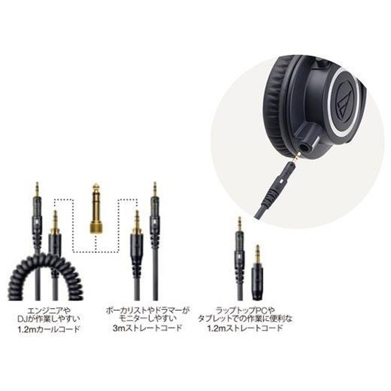 audio-technica ATH-M50xWH + 交換用イヤーパッド HP-M50xWH セット