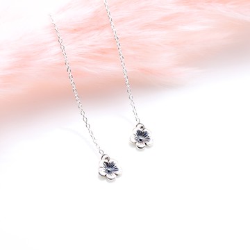 【Angel & Me】梅花 小花 s925 純銀 流線 耳鍊 耳環 耳夾 情人節 禮物