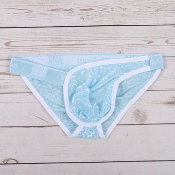 拼色蕾絲明筋半邊褲個性性感透氣男士內褲三角褲包臀舒適褲頭狂野