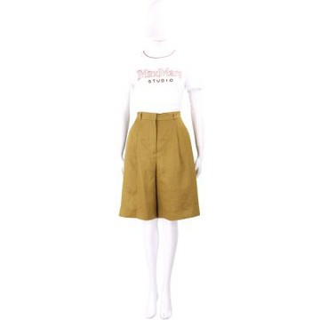 Max Mara-STUDIO MSTCARAVAN 親膚純亞麻土黃色百慕達短褲