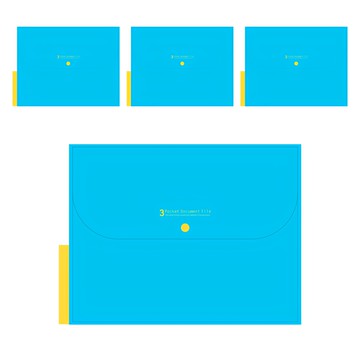 ECO Chungwoon 3層A4分格風琴夾  天藍色  4個