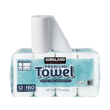 Kirkland 隨意撕特級廚房紙巾160張x12捲