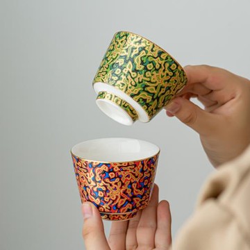 復古仿大漆茶杯單杯主人杯陶瓷功夫茶具日式品茗杯創意杯子小茶碗