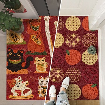 【好物良品】120x120cm_快樂祈福系列陽台玄關可剪裁絲圈刮泥地墊120x120cm_任性取財