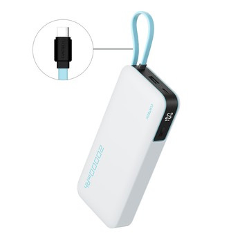 CUKTECH 酷態科 55W TYPE-C 自帶線行動電源 20000mAh (PB200N) - 銀白