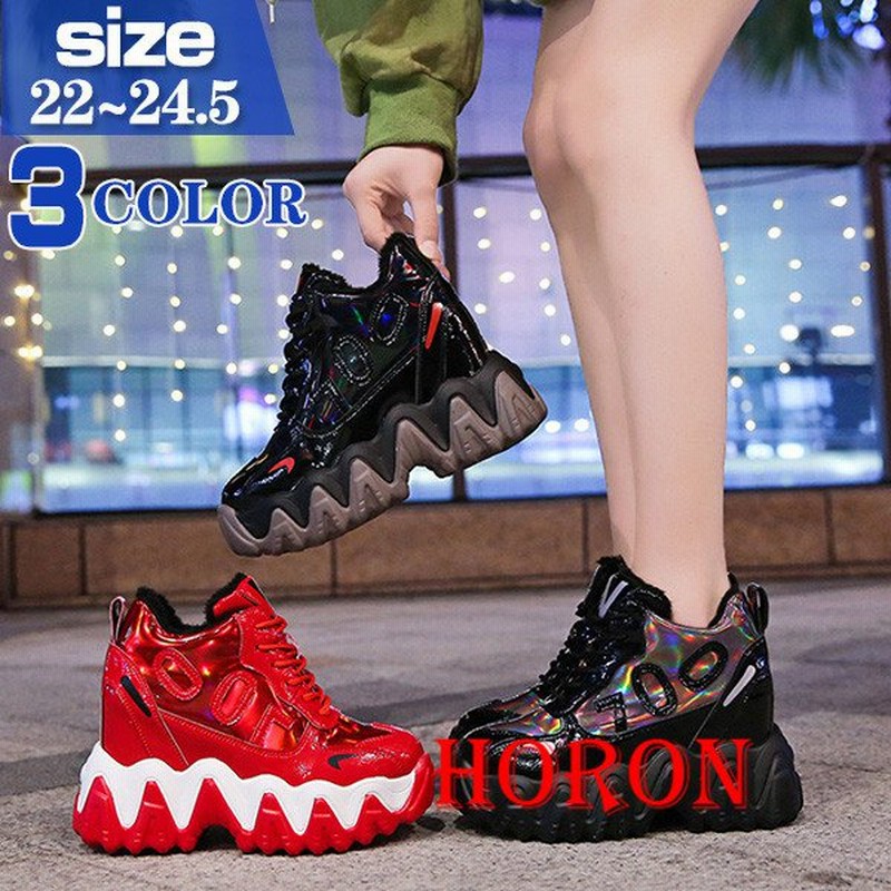 スニーカー 厚底シューズ レディースインヒールレースアップファッションオシャレ人気美脚歩きやすい 厚底スニーカー裏起毛地暖かい 通販 Lineポイント最大0 5 Get Lineショッピング