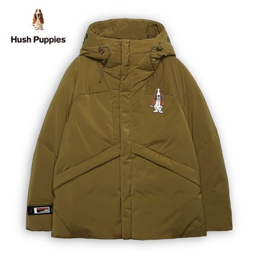 Hush Puppies 外套 男裝簡約素色刺繡狗立領羽絨外套
