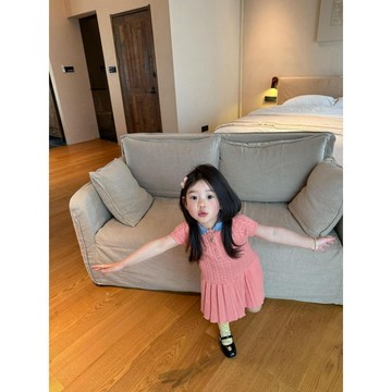 mori🎀mori夏季韓版童裝女童麻花polo領針織裙子女寶寶連衣裙