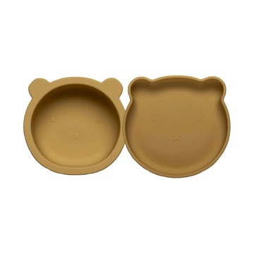 Sweet Lil' Monster 怪獸寶貝 好自信 熊熊矽膠吸盤學習碗盤組  芥末黃  1組