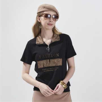 CLL巧玲瓏 Summer Day 立領半開襟上衣(黑色) 7073301