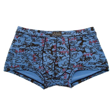 ﹝ 3A-Alliance ﹞義式塗鴨四角褲/水藍色