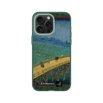 iPhone 15 Pro Max Clear 憂墨綠 - Van Gogh Museum - 雨中橋：仿歌川廣重