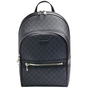 GUCCI 古馳 經典GG SUPREME印花帆布後背包(黑色)