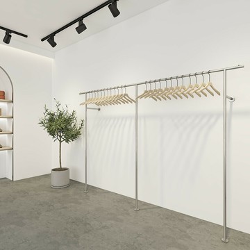 熱銷 服裝店衣架 女裝店貨架 童裝服裝店衣服展示架落地壁掛式掛衣架上牆加粗不鏽鋼