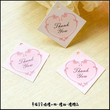 禮物小吊牌3.5X3.5cm（方形A款-Thank You）-零售-不含其它配件 禮物裝飾/包裝材料/婚禮小物/幸福朵朵