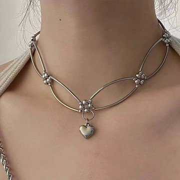 【台灣公司 可打統編】免運 設計感鈦鋼鏤空愛心項鏈拼接小眾夏季鎖骨鏈時尚高級冷淡風鎖骨鏈 可開發票 全館五折 工廠現貨直銷 新品特價 z9211