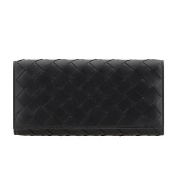 BOTTEGA VENETA 寶緹嘉 BV Intrecciato Large Flap 編織皮革 卡夾 皮夾 長夾 黑色 814671