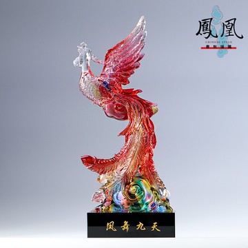 琉璃工藝品鳳舞九天鳳凰客廳裝飾品擺件家居中國風擺設結婚禮品