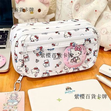 【✨台灣現*貨/ 全場免運 ✨】 可愛Kitty痛包筆袋ins高顏值大容量可視窗筆袋中小學生文具收納袋 ✨紫櫻百貨卡牌