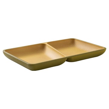 日本製 木紋抗菌方形分隔餐盤 2格  綠色  1個