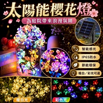 隔日達🌞太陽能櫻花燈 650公分30燈 太陽能LED燈串 戶外庭院裝飾彩燈 櫻花水滴燈 節能戶外防水庭院裝飾燈 燈串