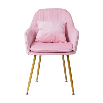 樂嫚妮 (2入)網紅靠背化妝椅/貝殼餐椅-附靠枕/坐墊可拆洗-(5色)粉