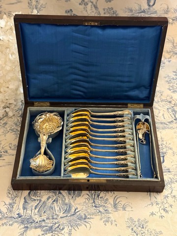 40447-珍稀法國1850年Vermeil純銀鍍金茶具套組