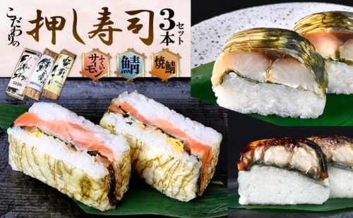 「11月～4月お届け」こだわりの 鯖寿司・焼き鯖寿司・ふくいサーモン寿司（各1本）3本セット
