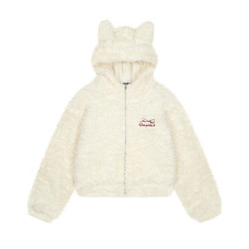 DAEPP軟糯加厚小個子女毛絨棉衣保暖甜美可愛外套日系可扭兔耳朵