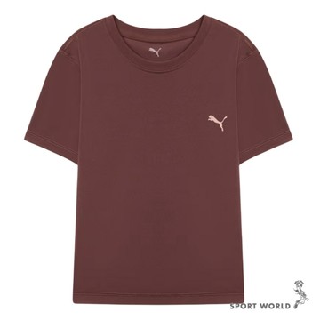 Puma 短袖上衣 女裝 排汗 歐規 酒紅【運動世界】52849413