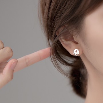 《現貨》眉兒銀飾 925純銀 小怪獸耳環 純銀耳環 耳針 耳釘 銀耳環 抗過敏 防過敏 養耳釘