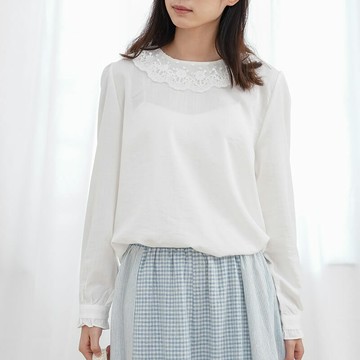 蕾絲領長袖T恤629461