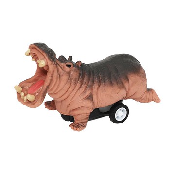 日本Magnets動物運動會系列擬真動物造型桌上跑跑迴力車(河馬款)