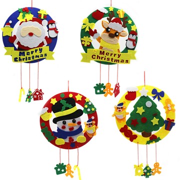 台灣出貨 手工DIY 布藝聖誕掛飾耶誕節手工花環掛件不織布聖誕裝飾材料包