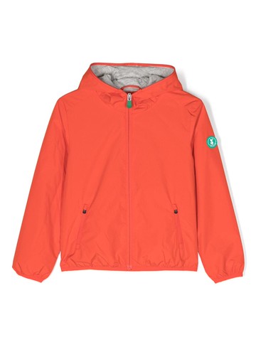 Save The Duck Kids - Noel logo-patch hooded jacket - kids - Recycled Polyester/Recycled Nylon/Cotton - 16 yrs - Orange