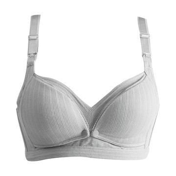 JoyNa - 2件入-防走光哺乳內衣 無鋼圈 前開扣&上開扣-灰色+隨機一件