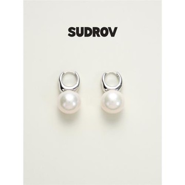 SUDROV素覺耳墜 小眾設計大珍珠耳釘大氣優雅耳飾925銀氣質耳環