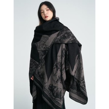 陸與山嶼秋冬季山本暗黑設計感小眾斗篷男美拉德穿搭保暖女士披肩