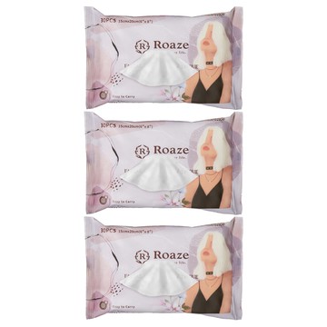 Roaze 柔仕 乾濕兩用淨顏柔拭巾 溫和親膚 卸妝清潔一次完成  3包  30張